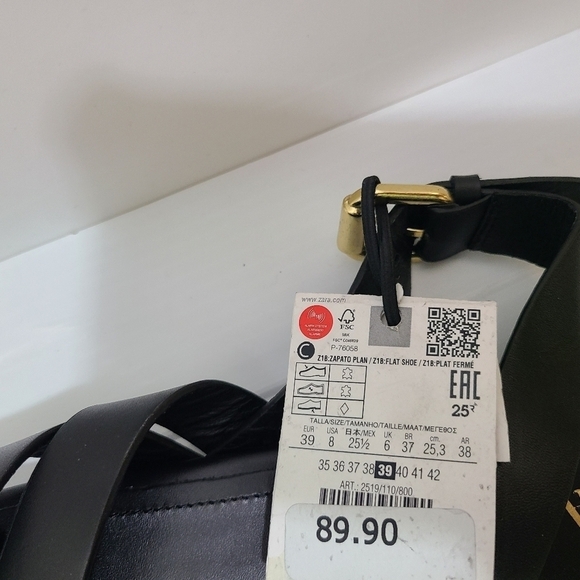 ZARA STRAPPY LEATHER SANDALS BLACK SIZE 8 | 2519/110/800 - Picture 6 of 9